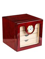 WYcigar Large-Capacity Cigar Box with Humidifier, Front Thermometer, Portable Travel Cigar Box, 100 Pure Cedar-Lined Storage Boxes, Available in a Variety of Colors (Color : Red)