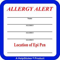HelpSticker Allergy Alert Stickers for Children with Mulitiple Allergies & Epi Pens, Washer & Dryer Safe, Repositionable, Water Resistant, Reusable Label, 30 Stickers
