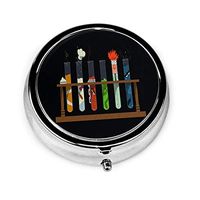 WuYan Muppet-Science Round Pill Box, Pattern Decorative Pill Box for Purse Or Pocket