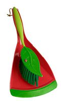 Vigar Flower Power Handy Set, Small 2-Piece Dustpan and Brush Set, 6-3/4-Inches by 4-3/4-Inches by 14-1/2-Inches, Red, Green