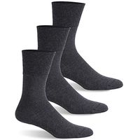 Facool Men's Women's Diabetic Crew Dress Socks Cushioned Cotton Non Binding Circulatory Socks Medical Socks 3 Pairs Dark Grey L