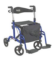 Juvo Convertible Rollator-Transport Chair, 250-Pound Capacity, Metallic Blue (TCH102)