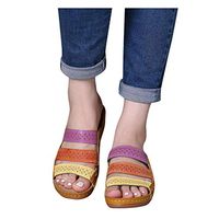 Cenglings Women's Open Toe Strappy Sandals Slip On Wedge Slippers Platform Hollow Out Sandals Plus Size Beach Shoes Slides(Brown,41)