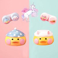 Yellow Cute Duck Design Popular Contact Lens Case Box, Contact Travel Kit (Pink)