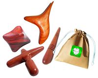 Lungcha Traditional Thai Massage Wooden Stick Tool, Reflexology, Acupuncture Point Gua Sha for Body, Foot, Hand, Head, Face, Nose, Neck, Back, Waist Massage (Set 4 Body Hand Foot Massage)