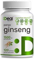 Deal Supplement Ginseng Softgel 1500mg, 120 Count, Standardized to 15% Ginsenosides, Support Immune System, Boost Energy & Mental Health Both for Men and Women