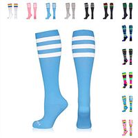 NEWZILL Compression Socks (20-30mmHg) for Men & Women, BEST Graduated Athletic Fit for Running, Nurses, Shin Splints, Flight Travel & Pregnancy. Boost Circulation (Stripes Blue/White, Medium)