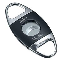 Personalized Visol Cornwall Matte Black and Silver Cigar Cutter with Free Laser Engraving