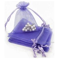 TheDisplayGuys 100-Pack 4x6 Lavender Sheer Organza Gift Bags with Drawstring, Jewelry Candy Treat Wedding Party Favors Mesh Pouch