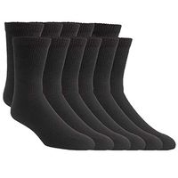 Diabetic Crew Socks – Breathable Cotton Socks – Loose Fitting Comfortable Sock – Non Binding Top Design – Improve Foot Circulation – Painful Swollen Feet Relief (Black (6 Pair), 9 to 11)