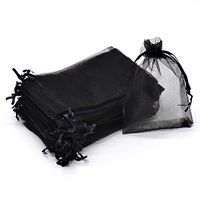 Dealglad 50pcs Drawstring Organza Jewelry Candy Pouch Christmas Wedding Party Favor Gift Bags (8x12", Black)
