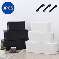 Set of 3 Cable Management Boxes Cords Organizer Large Storage Holder Wire Hider Charger Concealer Surge Protector w/3 Cable Ties for Desk Floor TV Computer USB Hub System to Cover Hide Power Strips