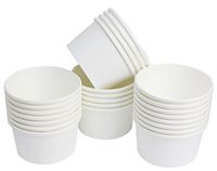 25 Count Disposable Hot and Cold Food Storage Paper Containers, Durable Ice Cream Cups for Frozen Desserts, Hot Soups, or Any Food You Desire (12 Ounce, White)