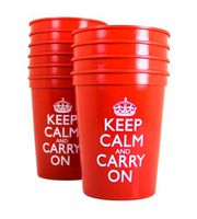 Red Plastic Cups Disposable Cups Party Cups Red Cups Plastic Keep Calm and Carry On Tumblers Pk 8