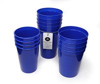 Rolling Sands 12 Pack Reusable Plastic Stadium Cups, Multipack of 3 Cup Sizes - 12oz, 16oz, 22oz – Made in USA, BPA-Free, Dishwasher Safe Plastic Tumblers - Set Includes 4 Blue Cups of Each Size