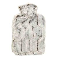 Hot Water Bottle with Cover - Hot Cold Pack Made of Burst Resistant Thermoplastic with Fleece Sleeve Helps Relieve Muscle Aches & Pains, Menstrual Cramps, Flu Symptoms (1.8L Faux Fur, Brown/Silver)