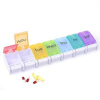 Unistar Pill Organizer, BPA Free Travel Pill Box Case with Push Open Button for Daily Weekly 7 Day Pill Organizer and Large Compartment to Hold Vitamins, Cod Liver Oil, Supplements and Medication