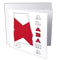 3dRose Alabama state flag in the outline map and Letters of Alabama - Greeting Cards, 6 x 6 inches, set of 12 (gc_58721_2)