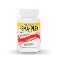 NaturesPlus Hema-Plex Softgels (3 Pack) - 85 mg Elemental Iron, 60 Softgels -Fast Acting Supplement for Total Blood Health - Gentle Formula - Gluten-Free - 60 Total Servings