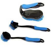 Set of 3 Kitchen Brushes, Dish Brush, Pan Brush, and Scrub Brush with Comfort Grip Handles (BLUE)