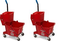 Carlisle 3690805 Commercial Mop Bucket with Side Press Wringer, 26 Quart Capacity, Red (2-(Pack))