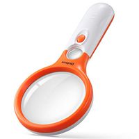 Dicfeos 3X/45X Magnifying Glass with 3 LED Book Light, 75mm Anti-Scratch Optical Grade Glass Lens, 4.1 Ounce Lightweight, Brings Fun for Kids and Elders (Orange)