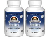 Source Naturals Sleep Science Night Rest with Melatonin Multi-Nutrient and Herb Complex Dietary Supplement - 100 Tablets (Pack of 2) with Daily Pill Organizer