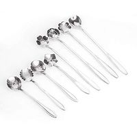BZCTAH Set of 8(4pcs Long+4pcs Short) Stainless Steel Flower Spoon, Sugar spoon, Coffee, Stirring, Cake, Tea Spoon, Dessert, Ice Cream Spoon, Silver#1