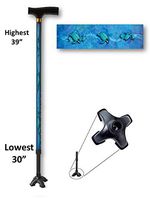 Walking Cane Adjustable T Handle with Footed Cane Tip Sea Turtles Design