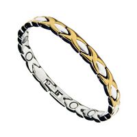 Accents Kingdom 2 Tone Hugs & Kisses Magnetic Titanium Golf Bracelet T8 7.0"
