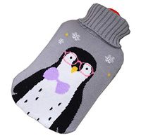 Safe PVC Hot Water Bottle with Detachable Knitted Fabric Cover Hot Therapies 1.8 Litre(Penguin)