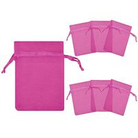 RakrisaSupplies 250Pcs Hot Pink Organza Bags 4x6" w/Drawstring | Accurate Sizing, Reinforced Stitching & Crease Free Sheer Organza Pouches