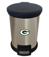 The Furniture Cove New 1.3 Gallon Round Stainless Steel Step Trash Can Waste Basket Featuring Your Choice of a Football Team Logo (Packers)
