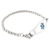 Adults Steel Medical Alert ID Bracelet - Custom Engraving Included - Choose Size & Color - Wheat