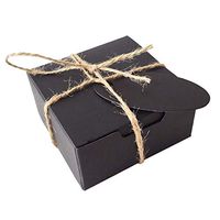 Gold-Furtune 50PCS Square Gift Wrapping Kraft Paper Box With Tags & Hemp Rope Paper Soap Box  (Black Box With Black Hemp Rope)