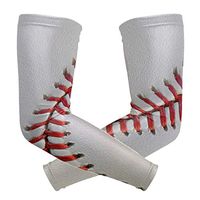 WXLIFE Baseball Sport Ball Print White Sun Uv Protection Sport Arm Sleeves for Men Women Kids Running Basketball Cycling Arm Warmer Sleeves 1 Pair