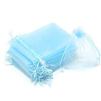 Dealglad 100pcs Drawstring Organza Jewelry Candy Pouch Party Wedding Favor Gift Bags (5x7, Sky Blue)