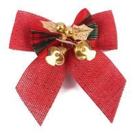 KIMTAN 12pcs Delicate Bowknot Bows with Small Bells DIY Bows Craft Christmas Tree Decoration Christmas Bow Tie (red4)