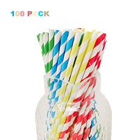 Hard Paper Straws Drinking Disposable Biodegradable for Parties, Christmas, Wedding, Ceremony, Decorate Hot&Cold Drinks to Take Photos - Fluorescence 100 Count