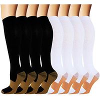 8 Pack Copper Knee High Compression Socks For Men & Women-Best For Running,Athletic,Pregnancy and Travel -15-20mmHg (S/M, Multicoloured)