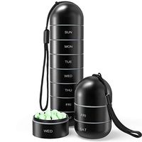 Zannaki Detachable Moisture Proof Weekly Pill Organizer, Aluminum Alloy BPA Free Travel Camping 7 Day Pill Box Case Waterproof and Portable to Hold Vitamins, Fish Oil, Supplements and Medication