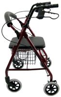 Karman Healthcare R-4100-BD Aluminum Rollator with Low Seat, Burgundy, 6" Casters