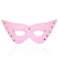 JIAHAO Blinder Soft Padded PU Leather Blindfold Eye Cover Sleep Flirting cat face mask (Pink)