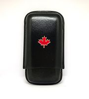 Canadian Maple Leaf Cigar Case 3-Finger with 3 Cigar Holders - Pocket-Sized Cigar Case for Travel, Gifts for Men by Cigar Cutters by Jim (Black)