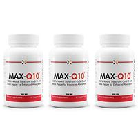 Stop Aging Now - MAX-Q10 CoEnzyme Q10 200 mg - 100% Natural Trans-Form CoQ10 with Black Pepper for Enhanced Absorption - 90 Veggie Caps (3 Bottle Multi-Pack)