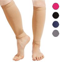 Calf Compression Sleeve for Men and Women - 1-Pair, 23-32 mmHg - Footless Socks for Shin Splint and Leg Cramps Pain Relief, Running, Sports, Travel - Nude, Medium
