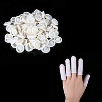 KIMME 100Pcs/Bag White Nail Art Manicure Perdicure Latex Rubber Finger Cots Protector Gloves Tools