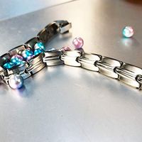 Khandekar Magnetic Bracelet for Men Women Arthritis Pain Relief, Titanium Stainless Steel Adjustable Magnetic Bracelets for Joint Pain, Therapy Anklet with Link Removal Tool - Silver