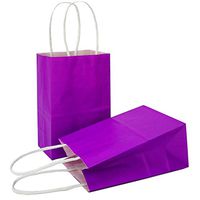 AZOWA Gift Bags Mini Small Kraft Paper Bags with Handles (4 x 2.4 x 6 in, Purple, 12 Pcs)
