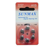 Sunmax 6 X Hearing Aid Batteries A13 13A Za13 13 Pr48